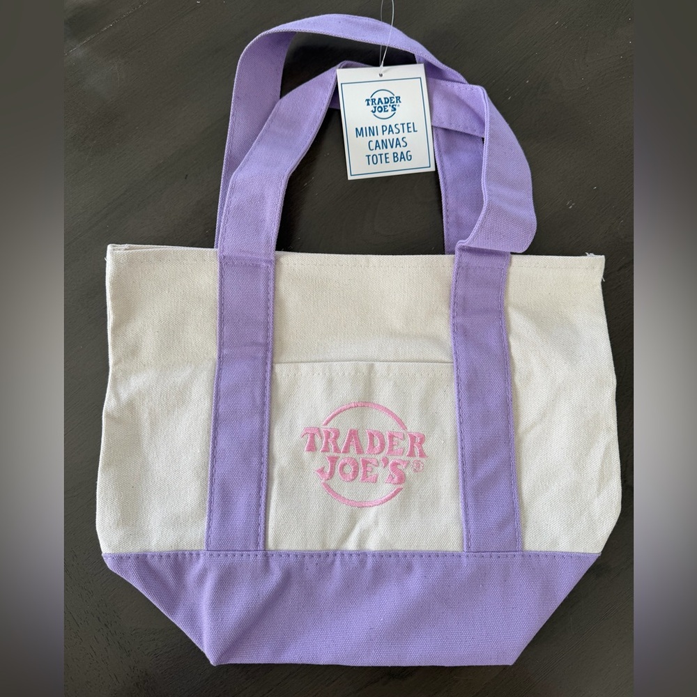 Purple and Cream Canvas Tote Bag